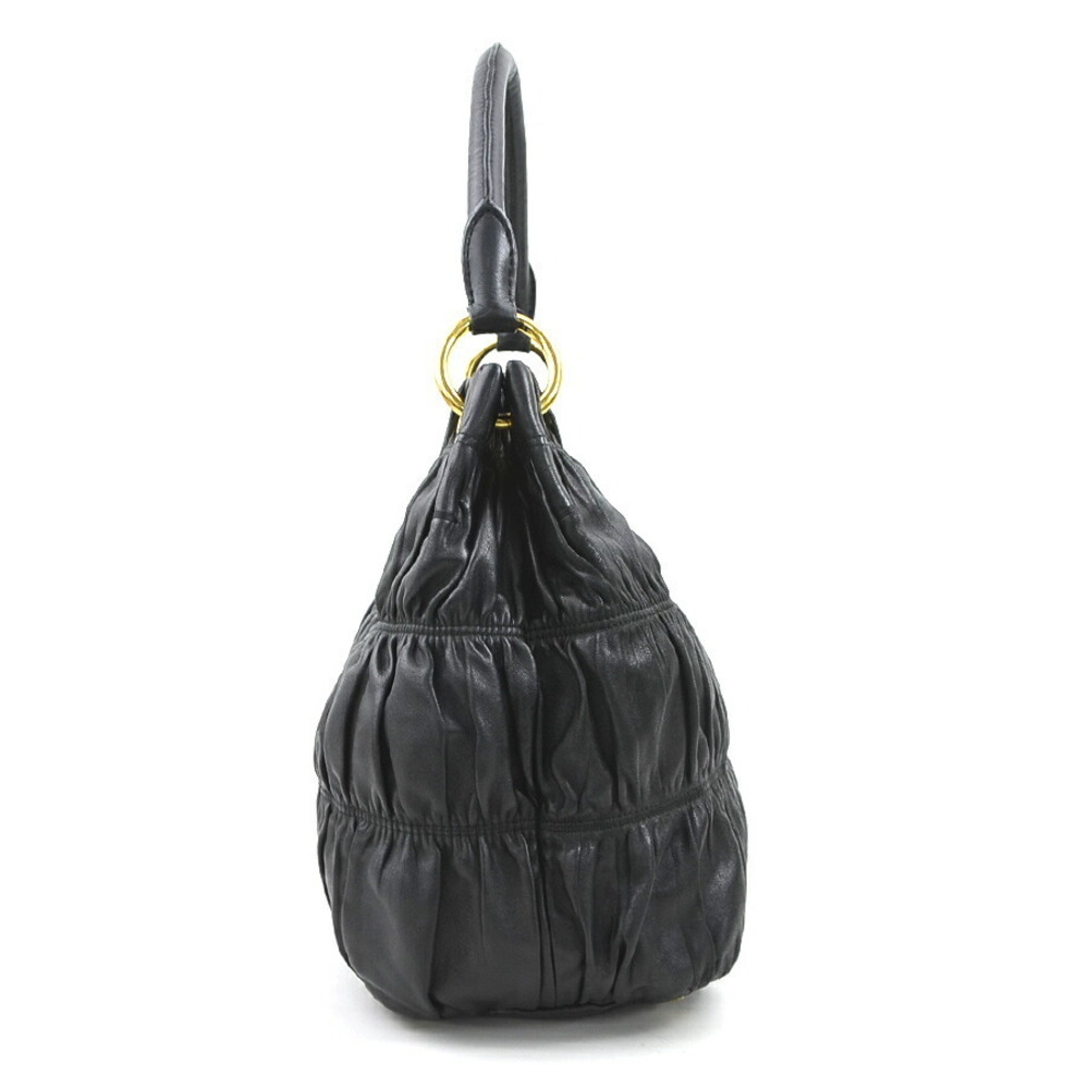 Prada Black Hobo Nappa Gaufre Leather Bag Black